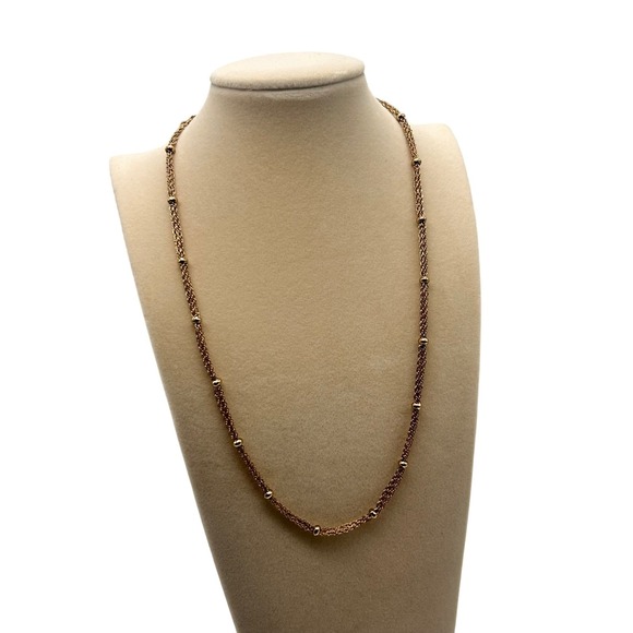 Avon Gold Tone Triple Chain Necklace with Bead Accents Feminine Jewelry - Picture 1 of 9